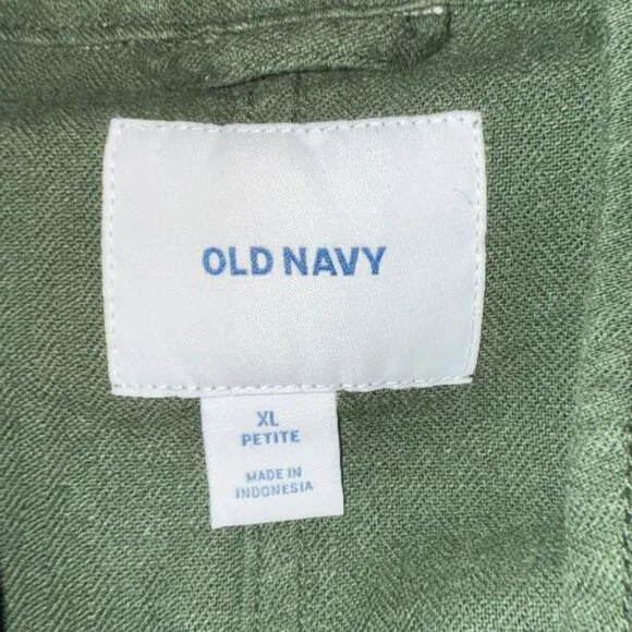 Old Navy Army green linen-type jacket with belt - petite XL - Picture 3 of 4